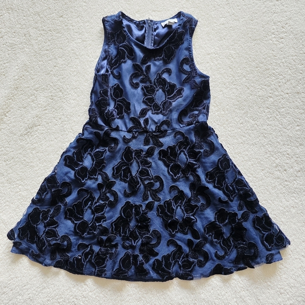 Children's Place Navy Blue Floral Overlay Sleeveless Dress Girl's/ Kid's Size 10